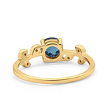 14K Yellow Gold 0.87ct Round London Blue Topaz G SI Diamond Engagement Ring Size 6.5