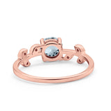 14K Rose Gold 0.87ct Round Natural Aquamarine G SI Diamond Engagement Ring Size 6.5