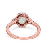 14K Rose Gold 1.68ct Oval Natural Green Amethyst G SI Diamond Engagement Ring Size 6.5
