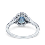 14K White Gold 1.68ct Oval London Blue Topaz G SI Diamond Engagement Ring Size 6.5