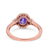 14K Rose Gold 1.68ct Oval Natural Amethyst G SI Diamond Engagement Ring Size 6.5