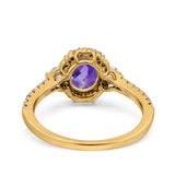 14K Yellow Gold 1.68ct Oval Natural Amethyst G SI Diamond Engagement Ring Size 6.5