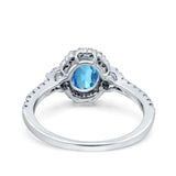 14K White Gold 1.68ct Oval Natural Swiss Blue Topaz G SI Diamond Engagement Ring Size 6.5