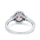 14K White Gold 1.68ct Oval Natural Morganite G SI Diamond Engagement Ring Size 6.5