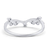 14K White Gold 0.04ct Round 4mm G SI Art Deco V Design Half Eternity Diamond Bands Engagement Wedding Ring Size 6.5