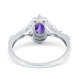 14K White Gold Oval Natural Amethyst 0.95ct G SI Diamond Engagement Ring Size 6.5
