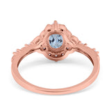 14K Rose Gold Oval Natural Aquamarine 0.95ct G SI Diamond Engagement Ring Size 6.5