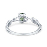 14K White Gold 0.75ct Natural Green Amethyst Pear G SI Diamond Engagement Ring Size 6.5