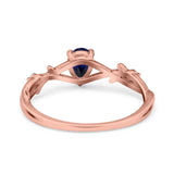 14K Rose Gold 0.75ct Nano Blue Sapphire Pear G SI Diamond Engagement Ring Size 6.5