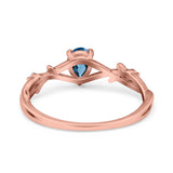 14K Rose Gold 0.75ct London Blue Topaz Pear G SI Diamond Engagement Ring Size 6.5