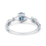 14K White Gold 0.75ct London Blue Topaz Pear G SI Diamond Engagement Ring Size 6.5