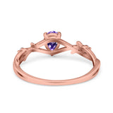 14K Rose Gold 0.75ct Natural Amethyst Pear G SI Diamond Engagement Ring Size 6.5
