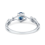 14K White Gold 0.75ct Natural Swiss Blue Topaz Pear G SI Diamond Engagement Ring Size 6.5