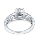 14K White Gold Round Art Deco Filigree GIA Certified 6.5mm D VS1 1.01ct Lab Grown CVD Diamond Engagement Wedding Ring Size 6.5
