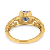 14K Yellow Gold Round Art Deco Filigree GIA Certified 6.5mm D VS1 1.01ct Lab Grown CVD Diamond Engagement Wedding Ring Size 6.5