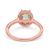 14K Rose Gold 0.93ct Oval Natural Green Amethyst G SI Diamond Engagement Ring Size 6.5