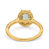 14K Yellow Gold 0.93ct Oval Natural Green Amethyst G SI Diamond Engagement Ring Size 6.5