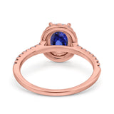 14K Rose Gold 0.93ct Oval Nano Blue Sapphire G SI Diamond Engagement Ring Size 6.5