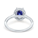 14K White Gold 0.93ct Oval Nano Blue Sapphire G SI Diamond Engagement Ring Size 6.5
