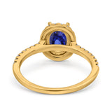 14K Yellow Gold 0.93ct Oval Nano Blue Sapphire G SI Diamond Engagement Ring Size 6.5
