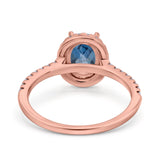 14K Rose Gold 0.93ct Oval London Blue Topaz G SI Diamond Engagement Ring Size 6.5