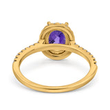 14K Yellow Gold 0.93ct Oval Natural Amethyst G SI Diamond Engagement Ring Size 6.5