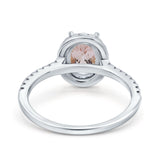 14K White Gold 0.93ct Oval Natural Morganite G SI Diamond Engagement Ring Size 6.5