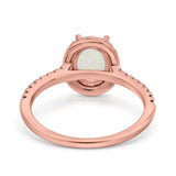 14K Rose Gold 0.32ct Oval Natural White Opal G SI Diamond Engagement Ring Size 6.5