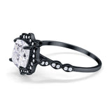 14K Black Gold Halo Cushion GIA Certified 8mm I VVS2 2.01ct Lab Grown CVD Diamond Engagement Wedding Ring Size 6.5