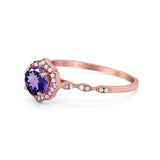 14K Rose Gold 0.99ct Round Petite Dainty 6mm G SI Natural Amethyst Diamond Engagement Wedding Ring Size 6.5