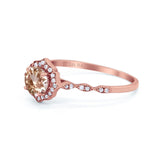 14K Rose Gold 0.99ct Round Petite Dainty 6mm G SI Natural Morganite Diamond Engagement Wedding Ring Size 6.5