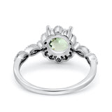 14K White Gold Round Natural Green Amethyst 1.44ct G SI Diamond Engagement Ring Size 6.5