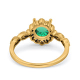 14K Yellow Gold Round Nano Emerald 1.44ct G SI Diamond Engagement Ring Size 6.5