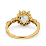 14K Yellow Gold Round Natural Aquamarine 1.44ct G SI Diamond Engagement Ring Size 6.5