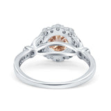 14K White Gold 1.25ct Floral Art Deco Round 6mm G SI Natural Morganite Diamond Engagement Wedding Ring Size 6.5