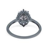 14K Black Gold Halo Vintage Round 6.5mm D VS1 GIA Certified 1.01ct Lab Grown CVD Diamond Engagement Wedding Ring