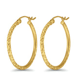 14K Yellow Gold 1.5mm Thickness Hoop Huggie Earrings - 4 Different Size Available Best Anniversary Birthday Gift for Her