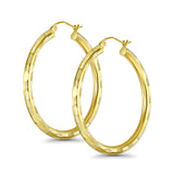 Solid 14K Yellow Gold 3mm Thickness DC Hoop Earrings