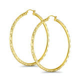 Solid 14K Yellow Gold 3mm Thickness DC Hoop Earrings
