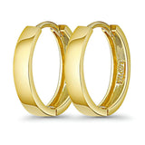 14K Yellow Gold Round Huggies Earrings (14mm) Best Gift for Her