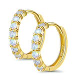 14K Yellow Gold Round CZ  Hoop Huggie Earrings Wholesale