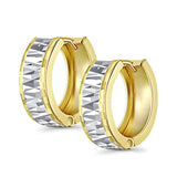 14K Two Tone Gold 5mm Thickness Huggie Hoop Earrings (15mm Diameter)