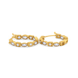 14K Yellow Gold Art Deco Hoop Earrings Marquise Round Simulated CZ