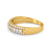 14K Yellow Gold Art Deco Half Eternity Band Round Wedding Engagement Ring Simulated CZ Size-7