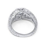 14K White Gold Round Antique Style Wedding Engagement Ring Simulated CZ Size-7
