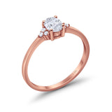 14K Rose Gold Art Deco Oval Engagement Wedding Ring Round Simulated Cubic Zirconia Size-7