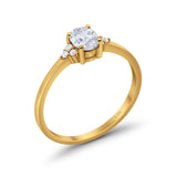 14K Yellow Gold Art Deco Oval Engagement Wedding Ring Round Simulated Cubic Zirconia Size-7