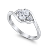 14K White Gold Oval Bridal Wedding Engagement Ring Simulated CZ Size-7