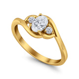 14K Yellow Gold Oval Bridal Wedding Engagement Ring Simulated CZ Size-7