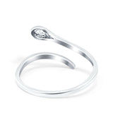 14K White Gold Round Petite Dainty Snake Eternity Simulated CZ Wedding Engagement Ring